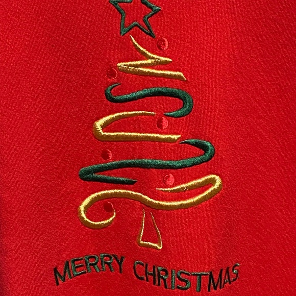 Vintage Endless Designs Sz 3X Embroidered Turtleneck Sweatshirt Merry Christmas - Picture 5 of 6